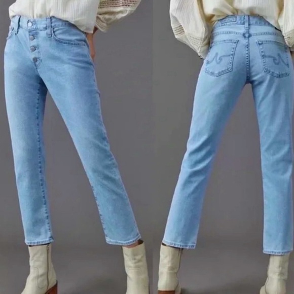 Anthropologie x AG Denim Button Fly Mid Rise Nolan Ankle Jeans Womens Size 30R - Picture 1 of 14